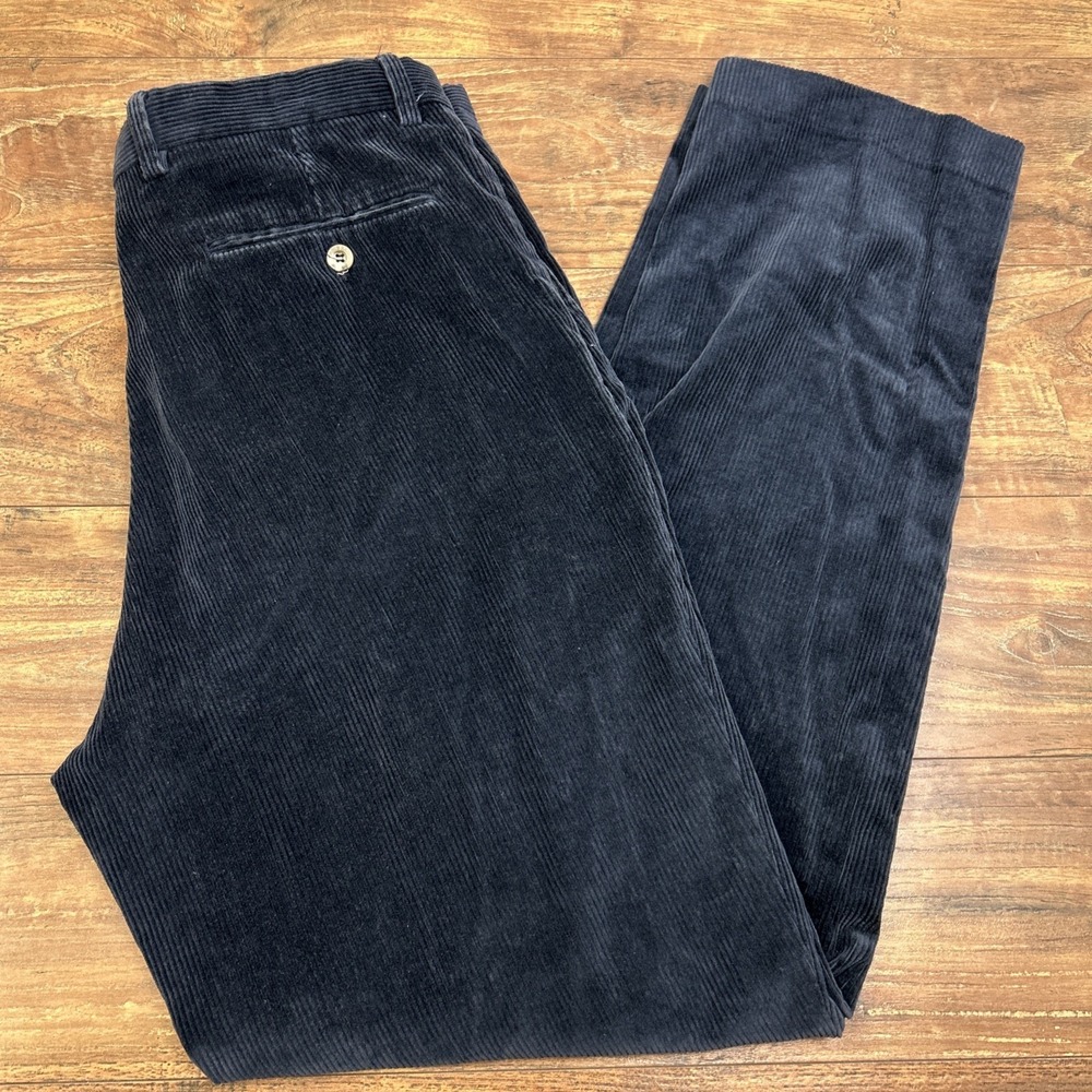 Vintage Eddie Bauer Mens Straight Fit Corduroy Dress Pants‎ Navy Blue Size 36x34